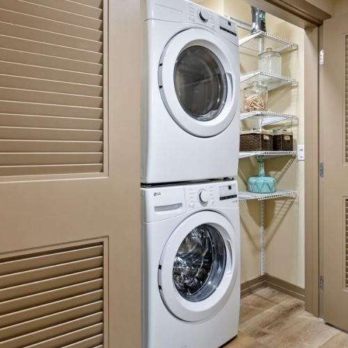 a washing machine in a room