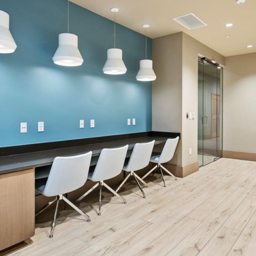 a room with chairs and a table